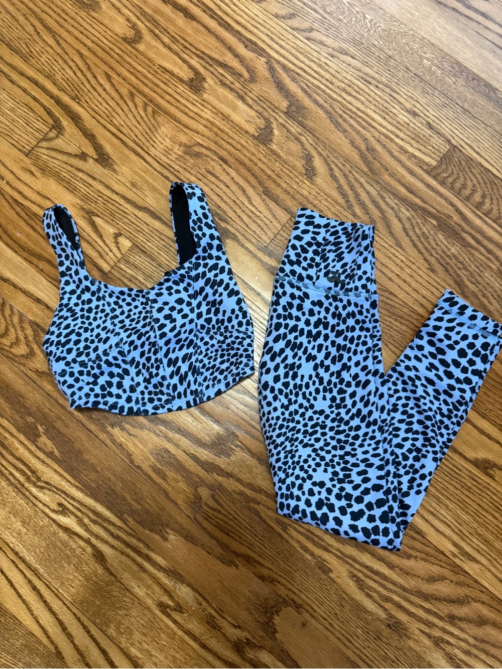 Jo + Jax Blue Spotted Dance Leggings & Crop Top Set